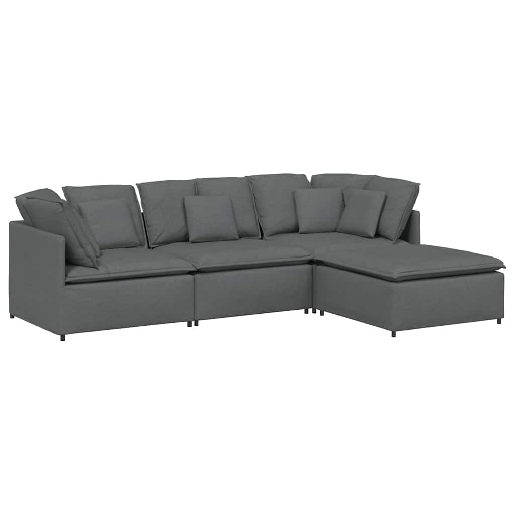 Canapé modulaire et repose-pieds et coussins tissu gris foncé - XIOS