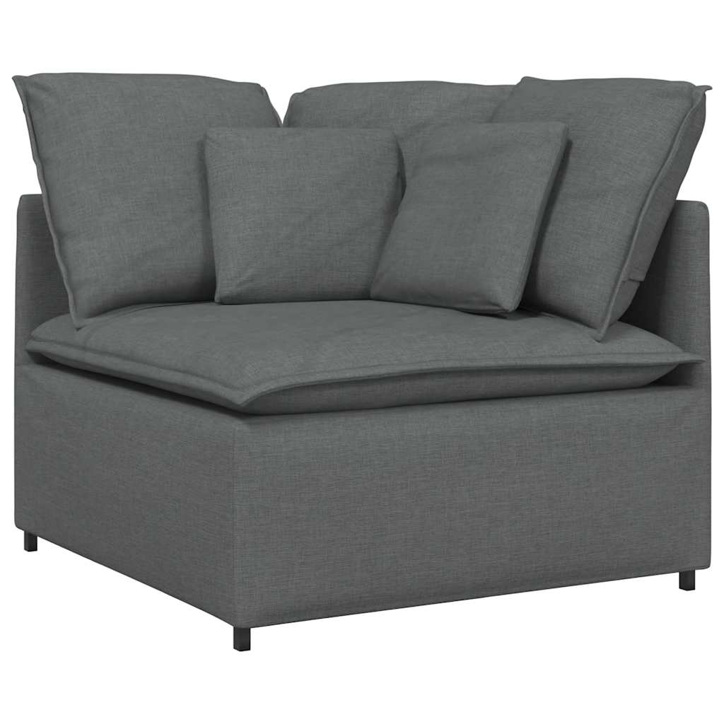 Canapé modulaire et repose-pieds et coussins tissu gris foncé - XIOS