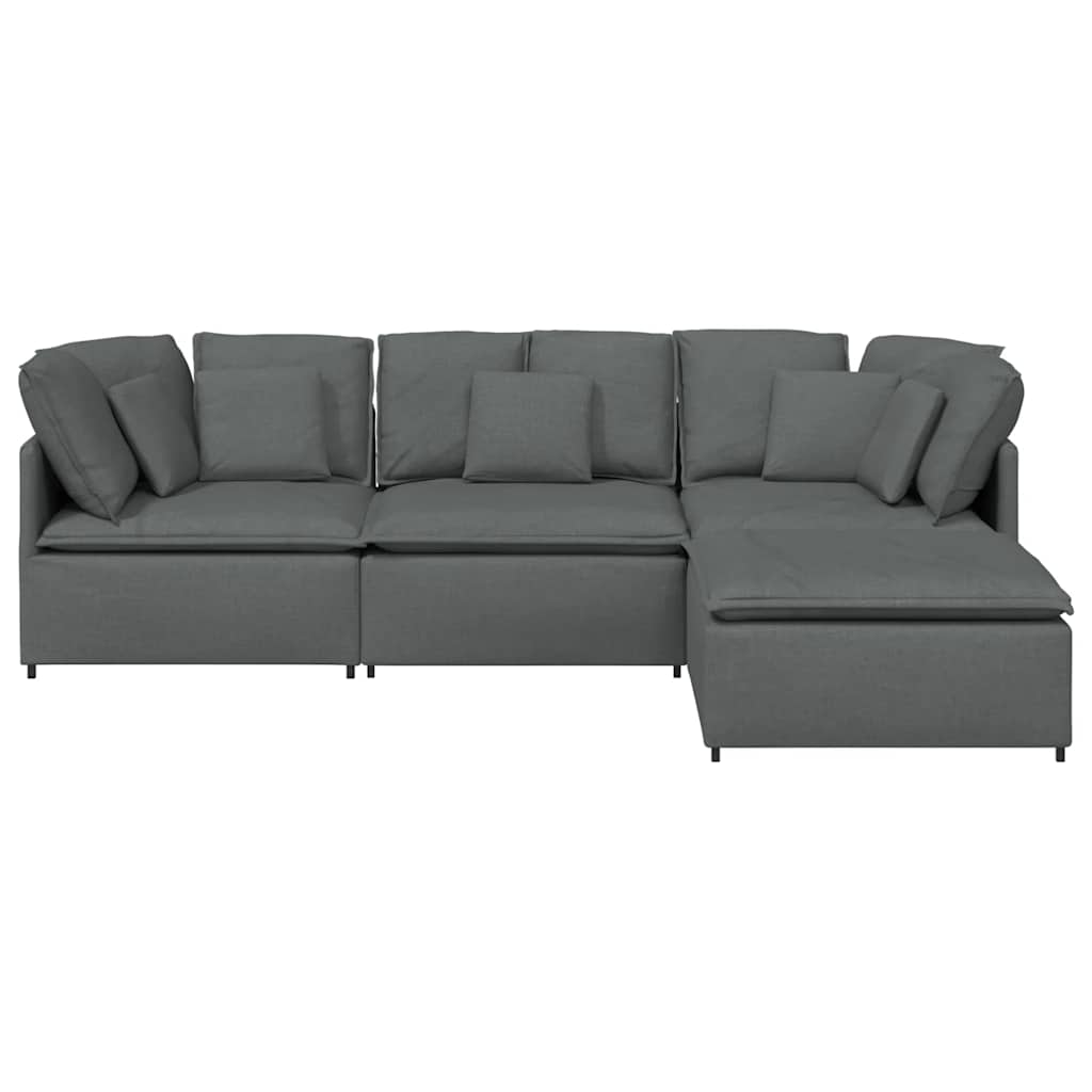 Canapé modulaire et repose-pieds et coussins tissu gris foncé - XIOS