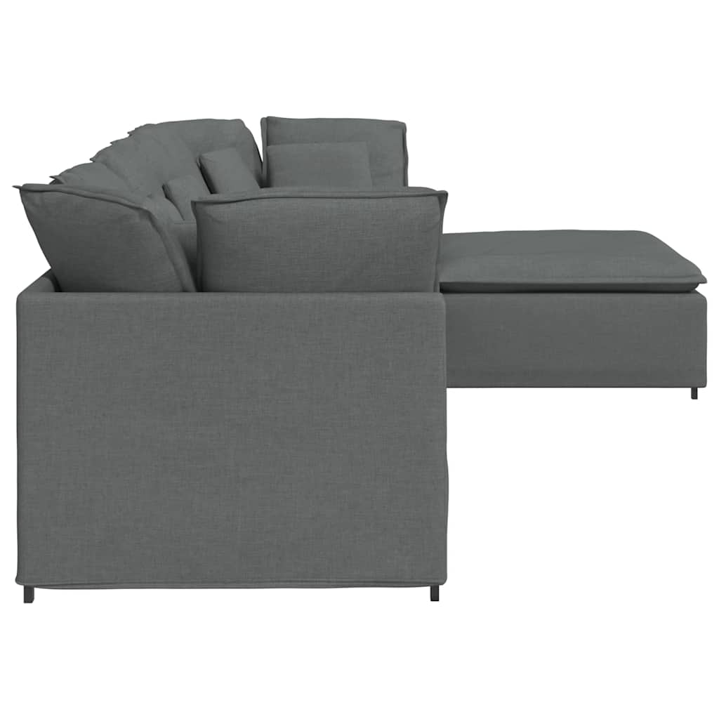 Canapé modulaire et repose-pieds et coussins tissu gris foncé - XIOS