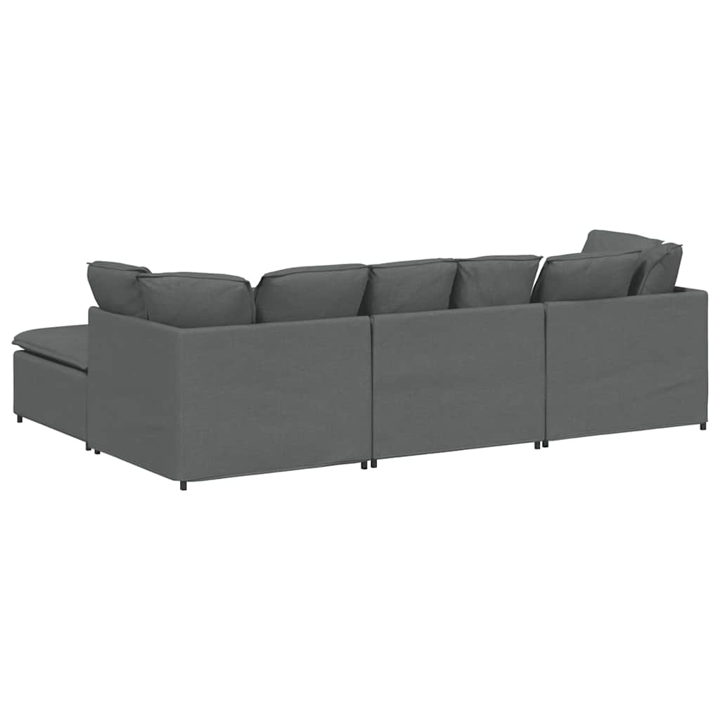 Canapé modulaire et repose-pieds et coussins tissu gris foncé - XIOS