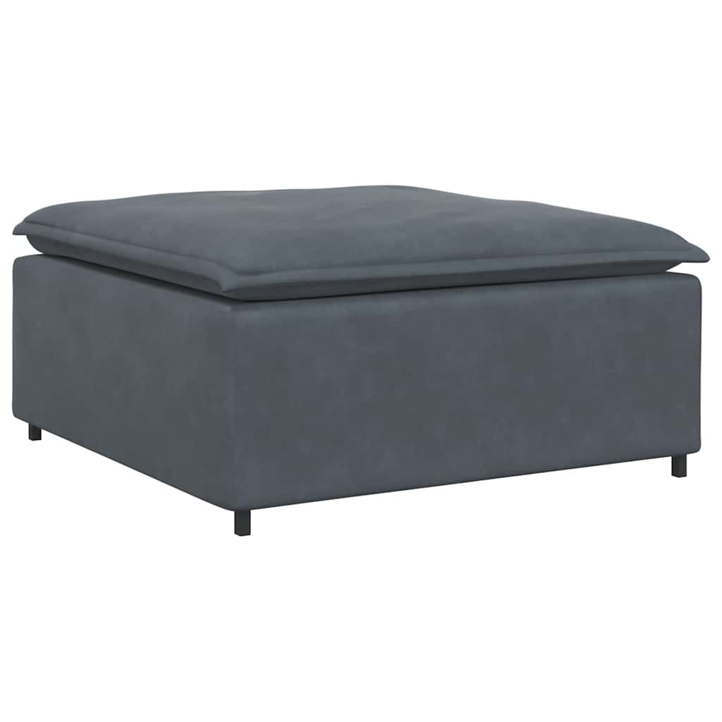 Canapé modulaire et repose-pieds et coussins velours gris foncé - XIOS