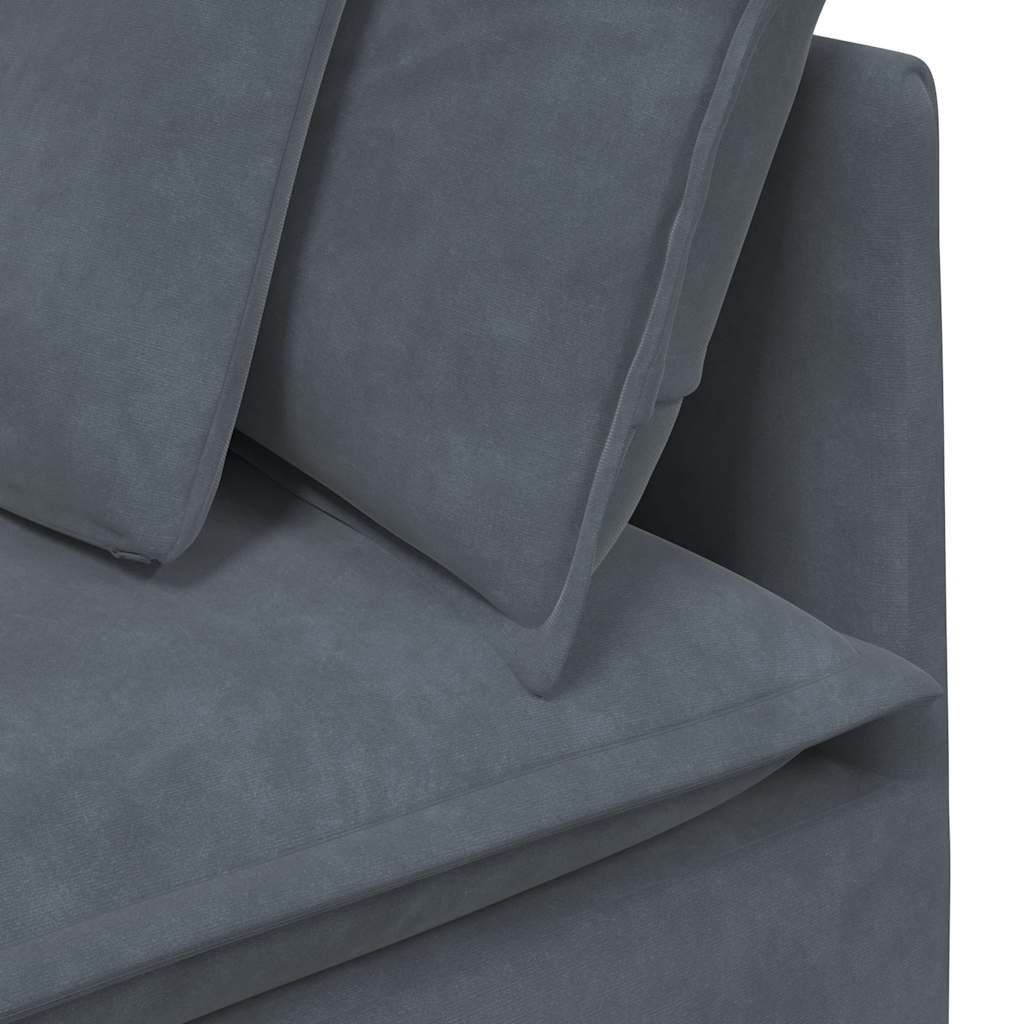 Canapé modulaire et repose-pieds et coussins velours gris foncé - XIOS