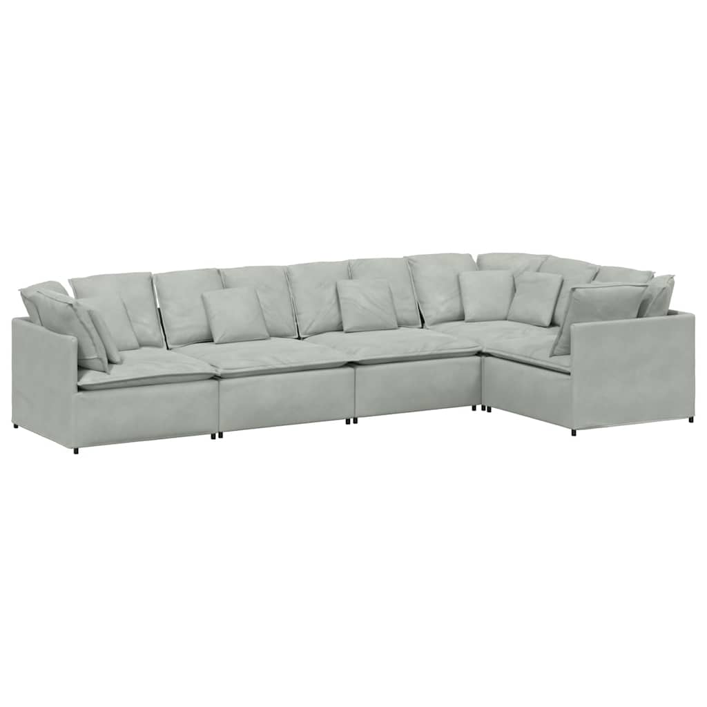 Canapé modulable avec coussins velours gris clair - XIOS