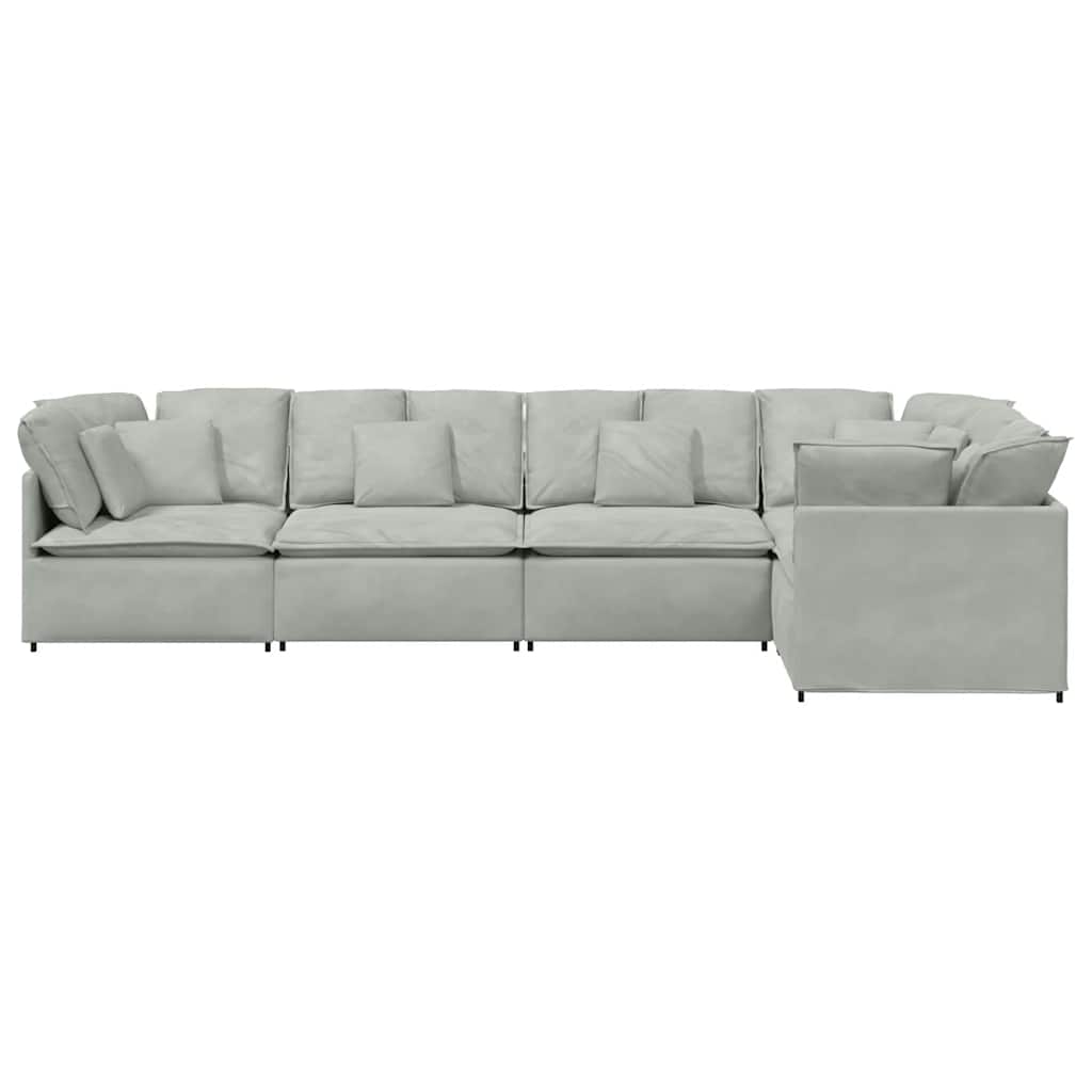Canapé modulable avec coussins velours gris clair - XIOS