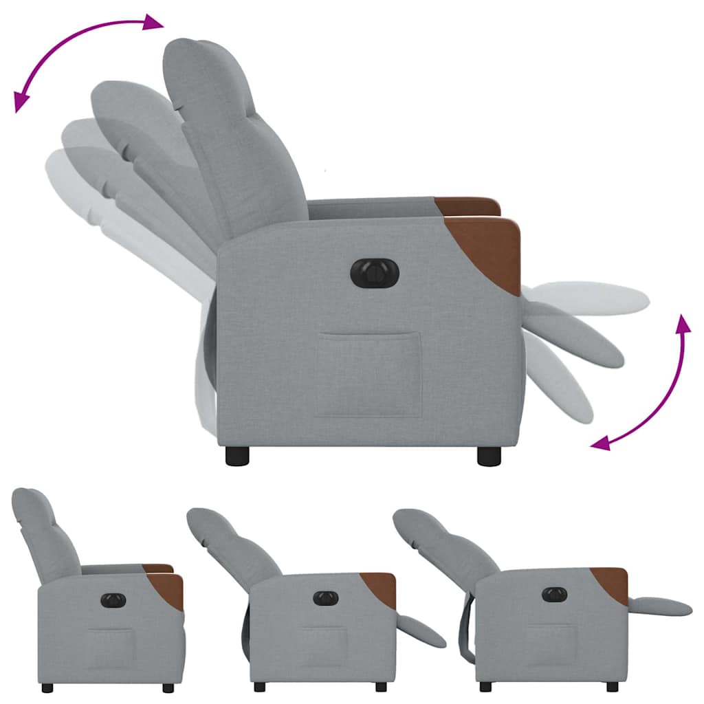 Fauteuil inclinable électrique Gris clair Tissu