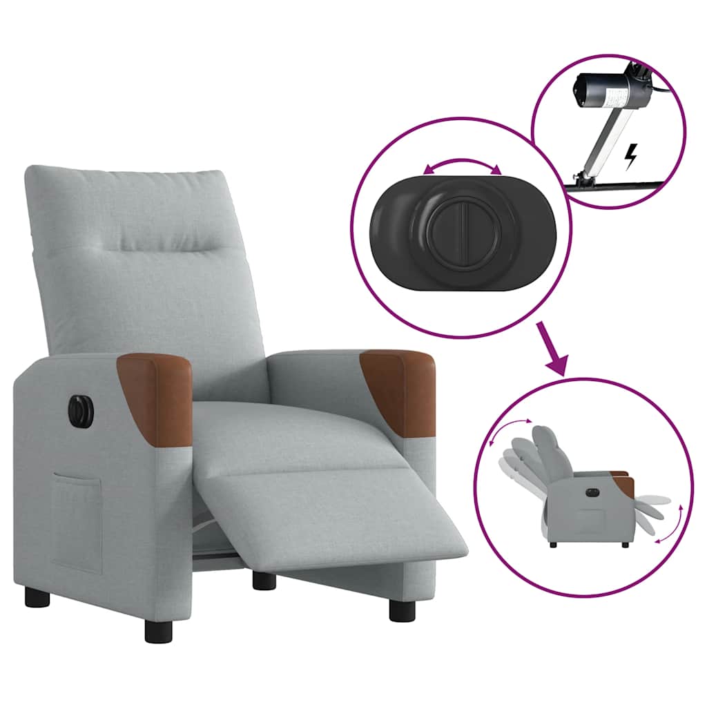 Fauteuil inclinable électrique Gris clair Tissu - XIOS