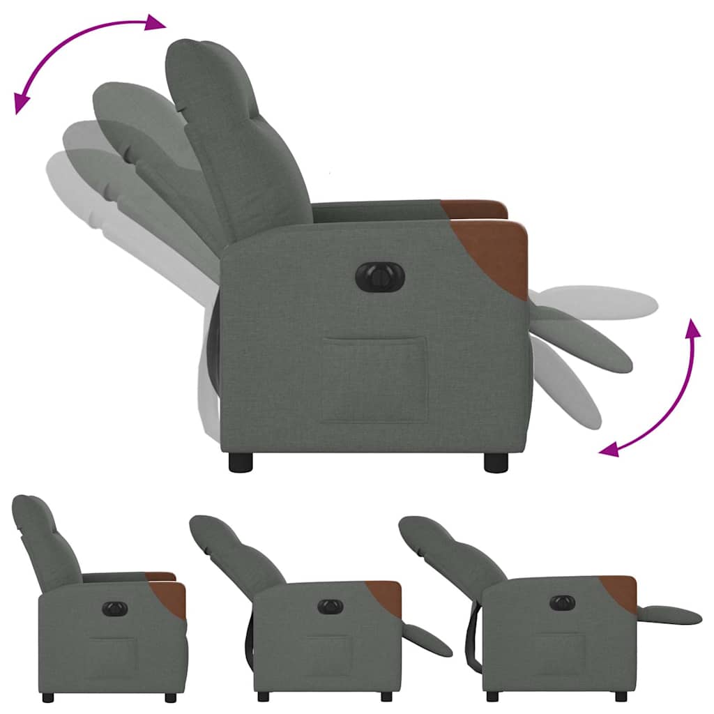 Fauteuil inclinable électrique Gris foncé Tissu