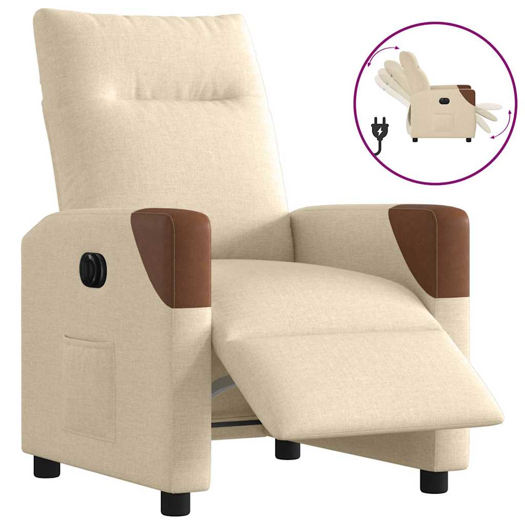 Fauteuil inclinable électrique Crème Tissu - XIOS