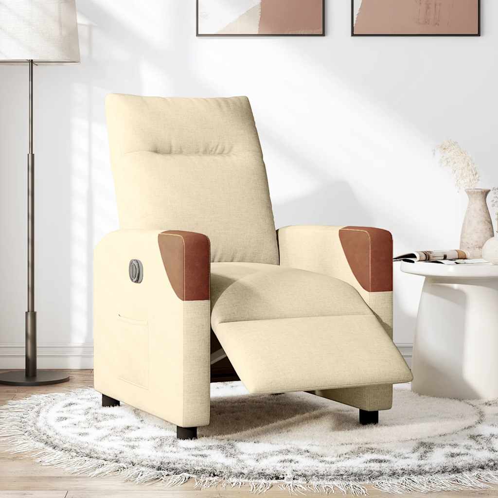 Fauteuil inclinable électrique Crème Tissu - XIOS