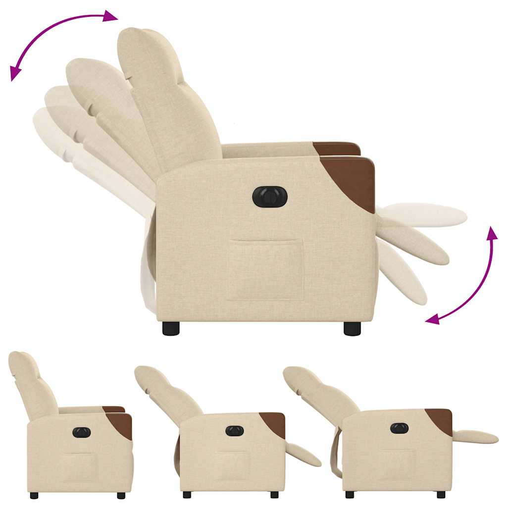 Fauteuil inclinable électrique Crème Tissu