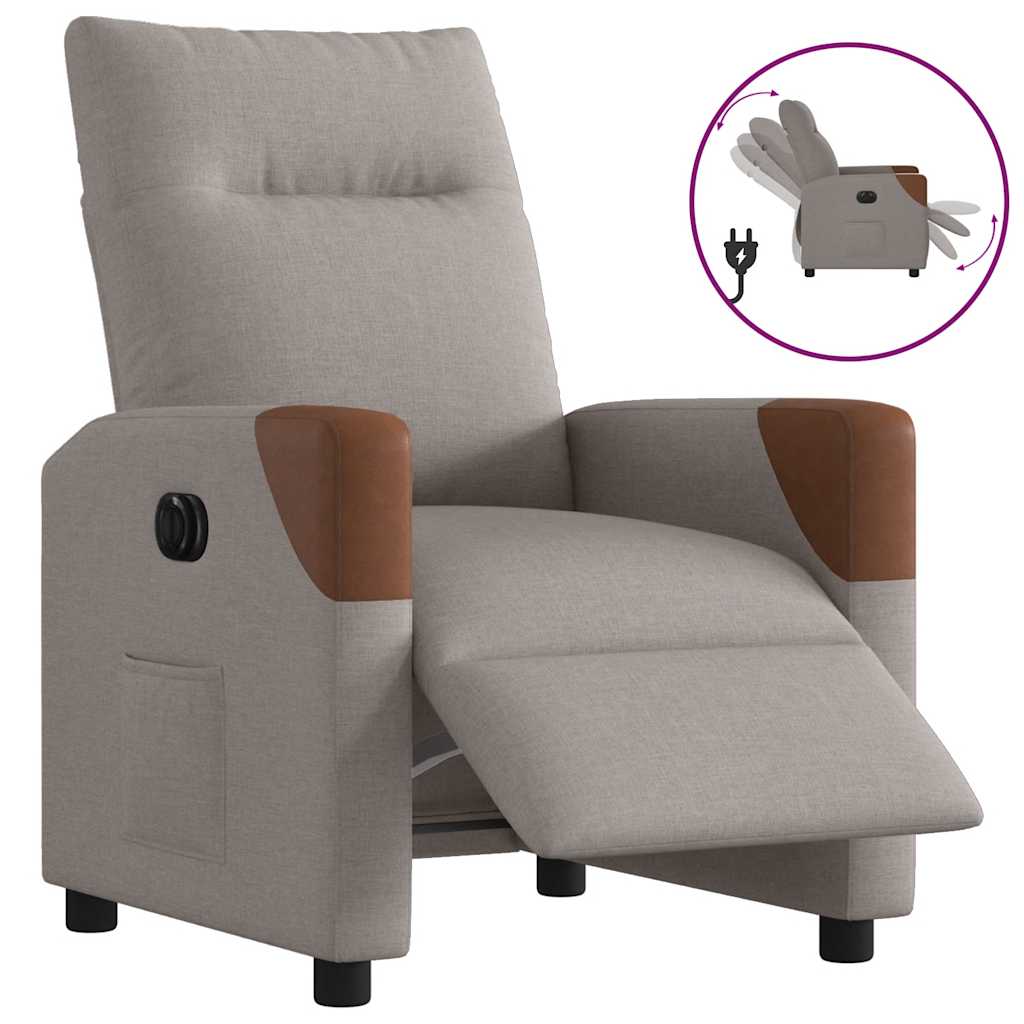 Fauteuil inclinable électrique Taupe Tissu - XIOS