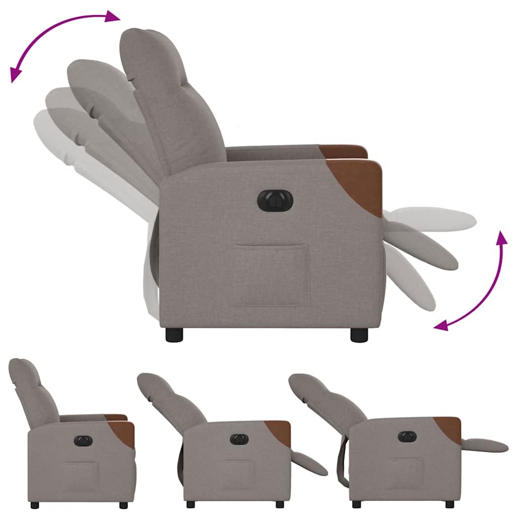 Fauteuil inclinable électrique Taupe Tissu - XIOS
