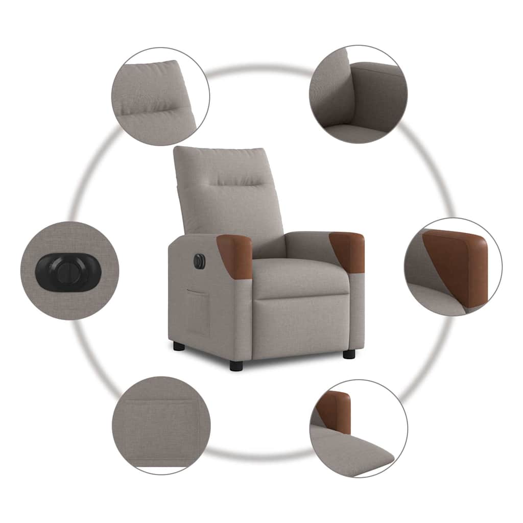 Fauteuil inclinable électrique Taupe Tissu - XIOS