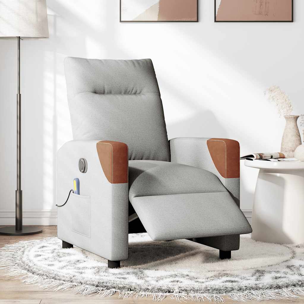 Fauteuil de massage inclinable électrique gris nuage tissu - XIOS