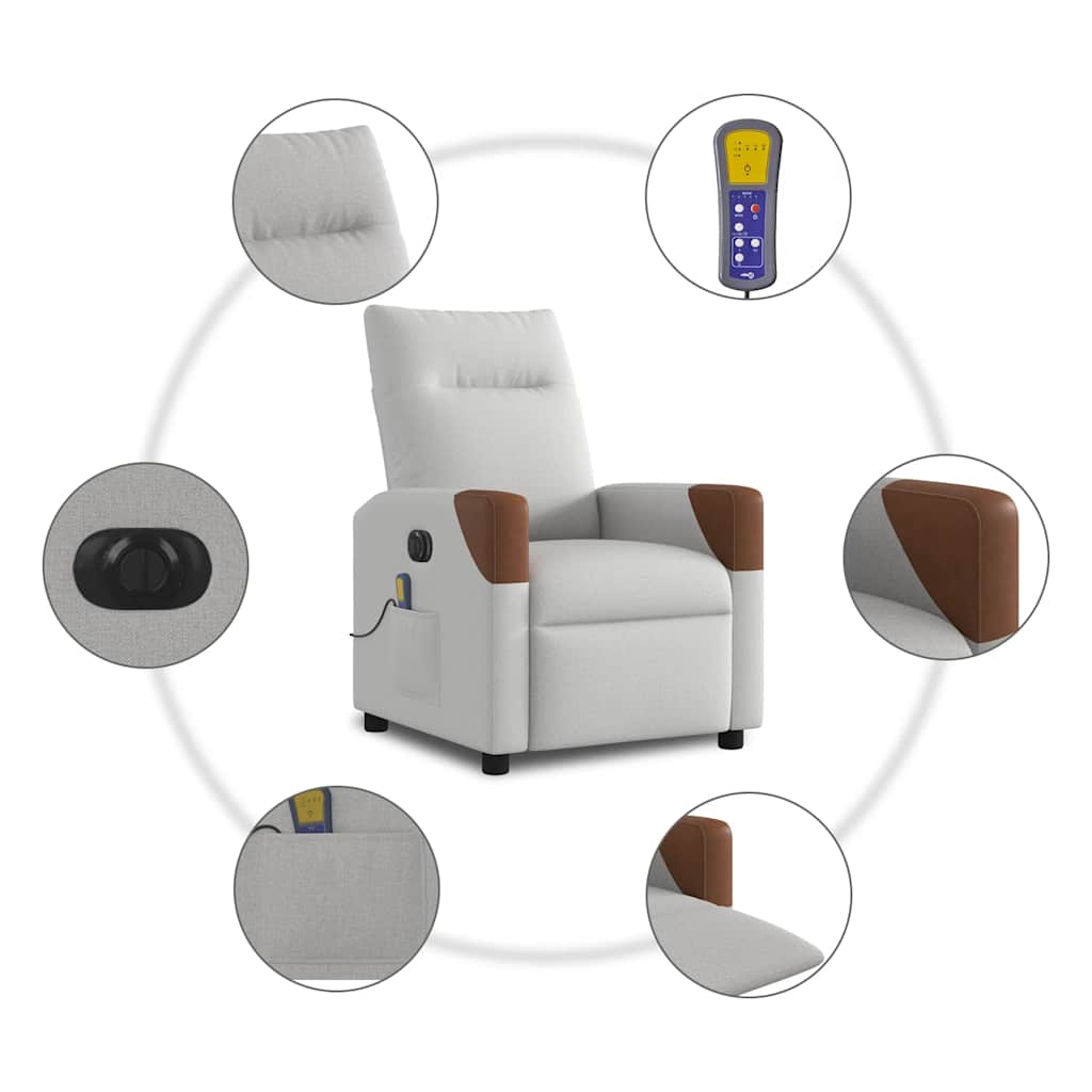 Fauteuil de massage inclinable électrique gris nuage tissu - XIOS