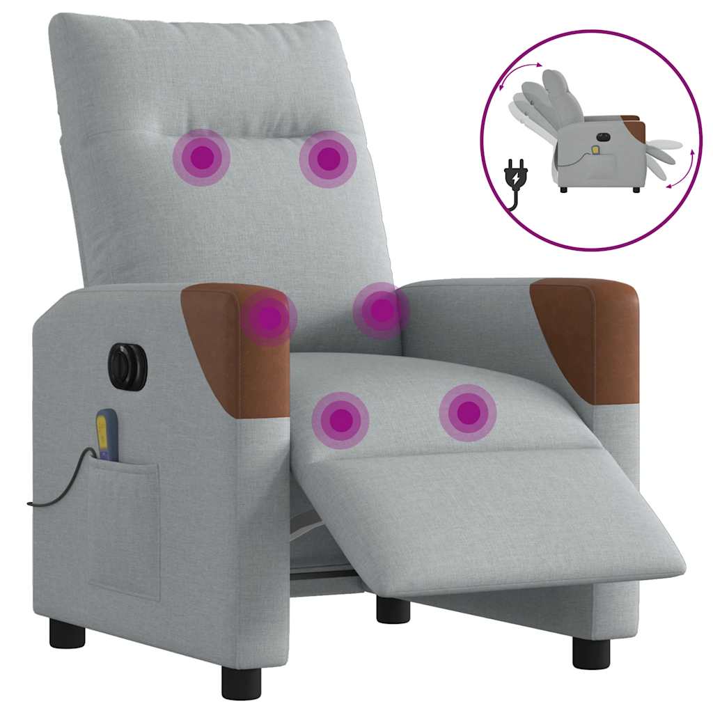 Fauteuil de massage inclinable électrique gris clair tissu - XIOS