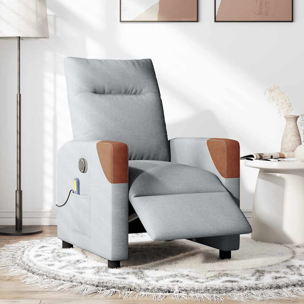 Fauteuil de massage inclinable électrique gris clair tissu - XIOS