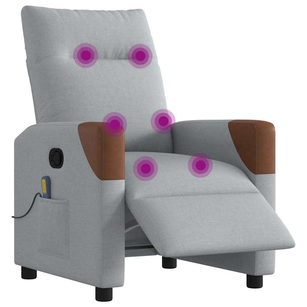 Fauteuil de massage inclinable électrique gris clair tissu - XIOS