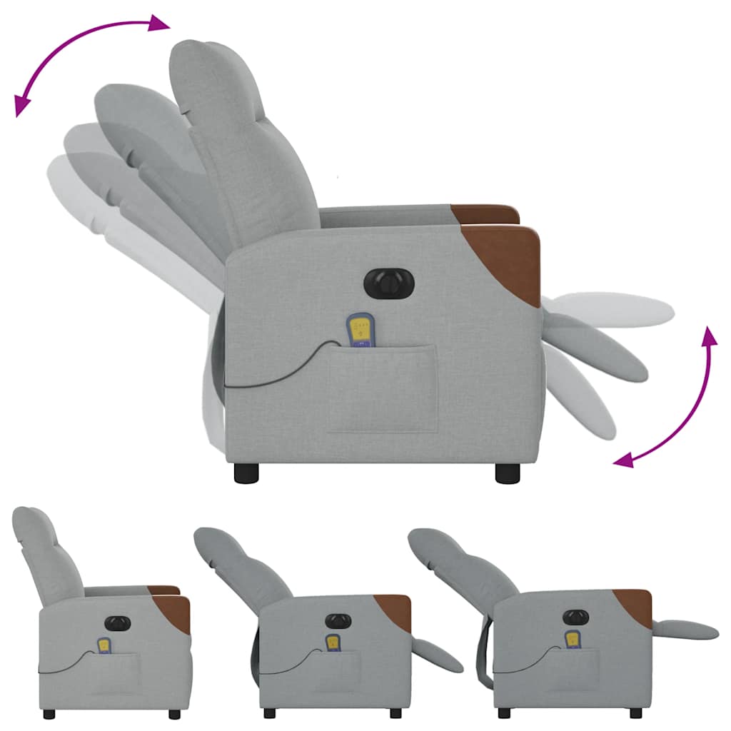 Fauteuil de massage inclinable électrique gris clair tissu - XIOS