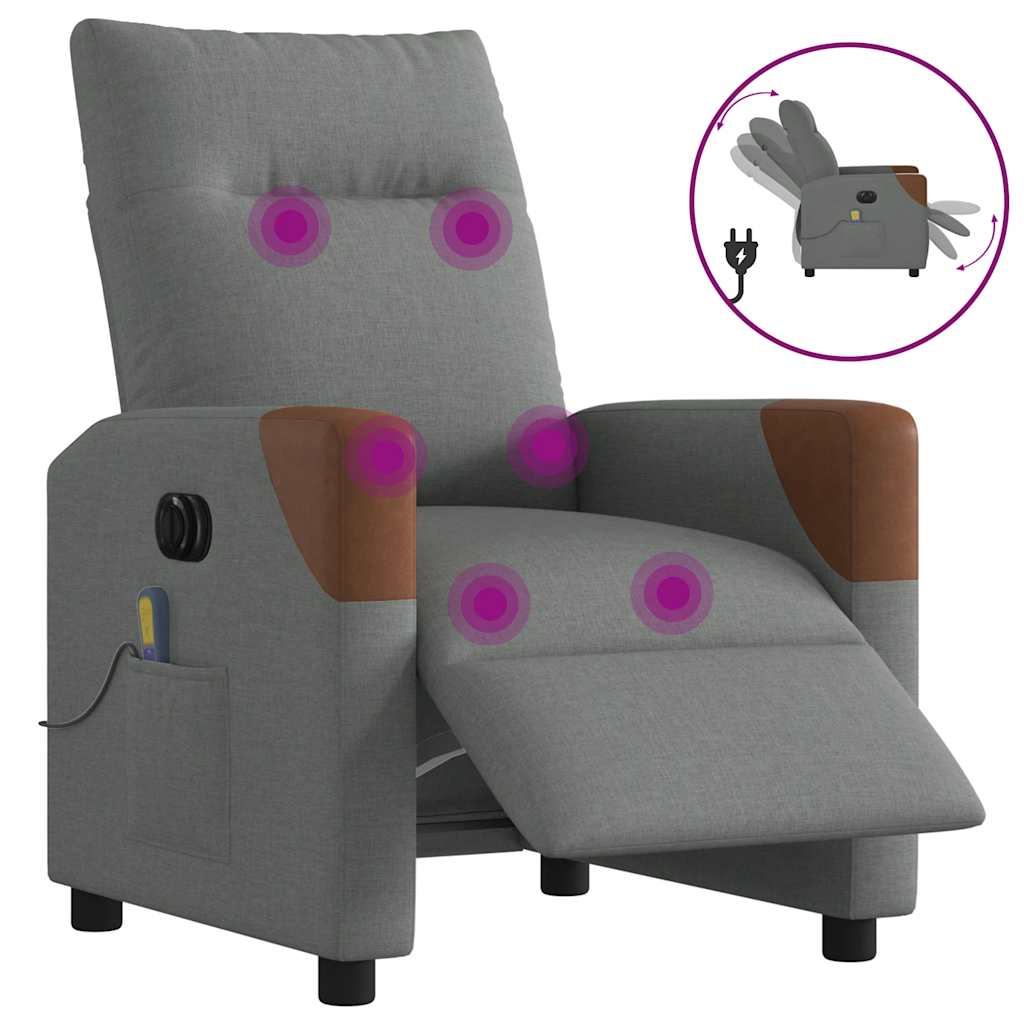 Fauteuil inclinable de massage électrique gris foncé tissu - XIOS