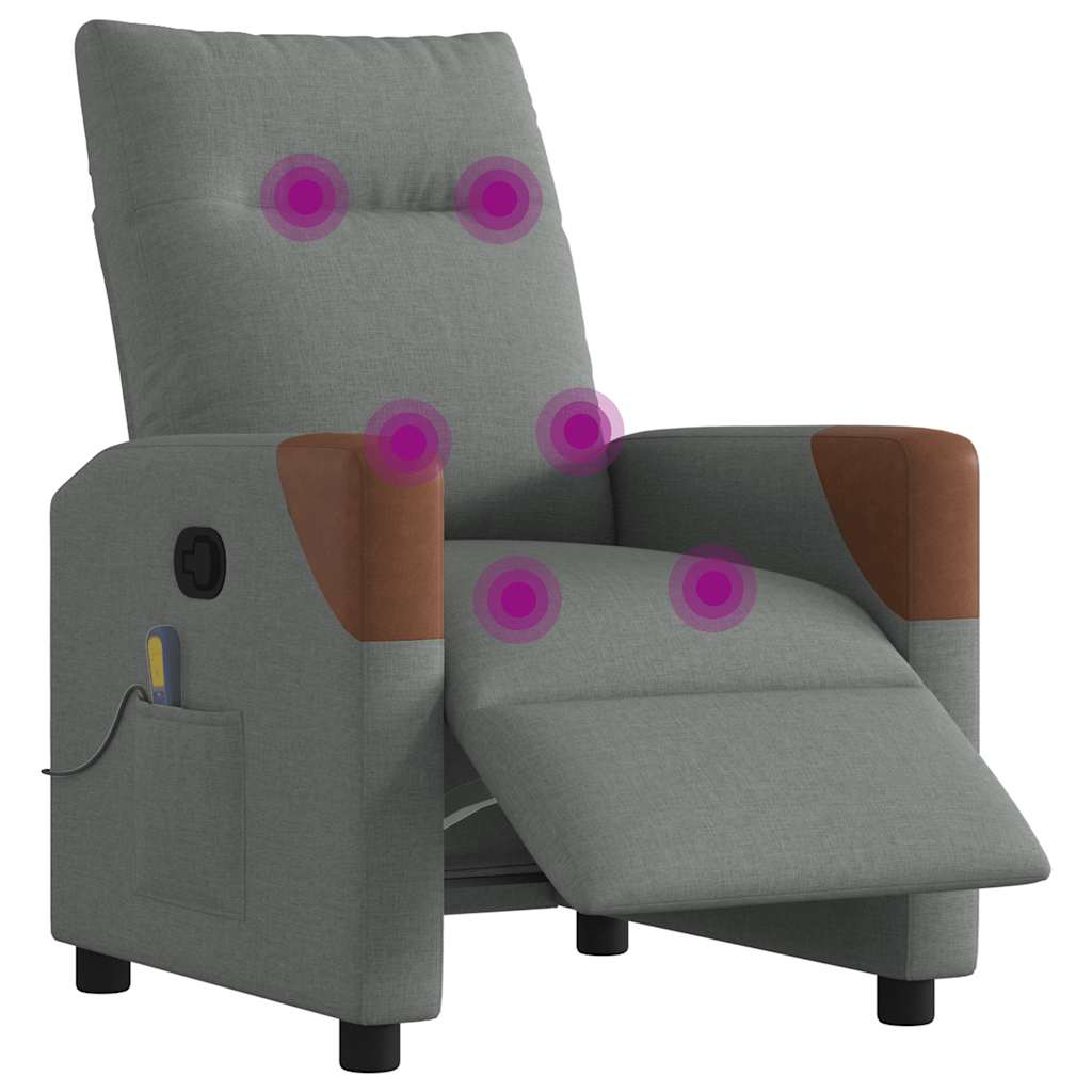 Fauteuil inclinable de massage électrique gris foncé tissu - XIOS