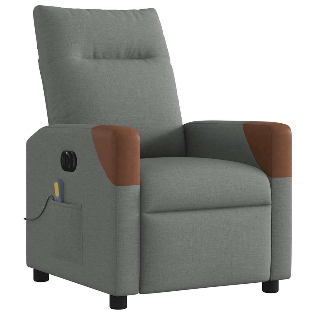 Fauteuil inclinable de massage électrique gris foncé tissu - XIOS