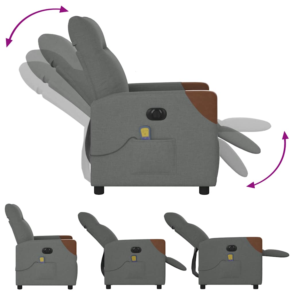 Fauteuil inclinable de massage électrique gris foncé tissu - XIOS
