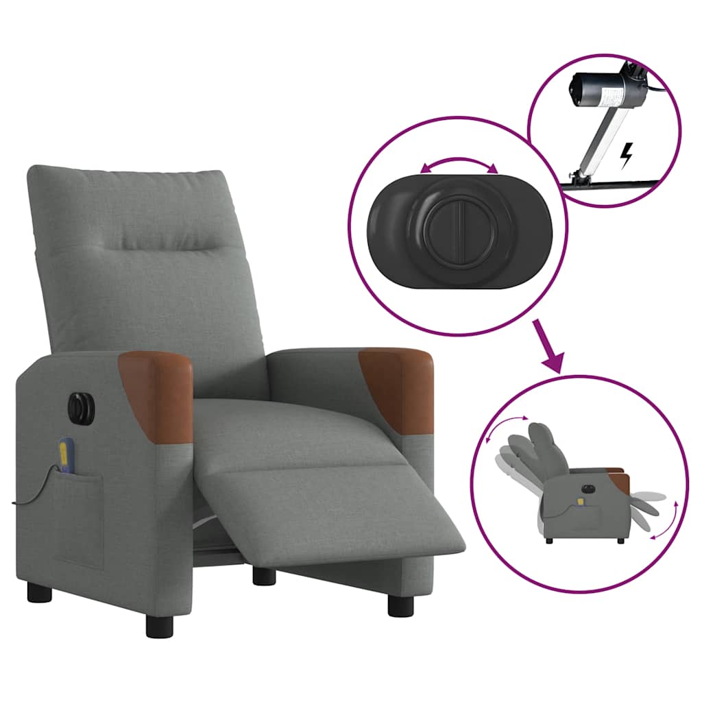 Fauteuil inclinable de massage électrique gris foncé tissu - XIOS