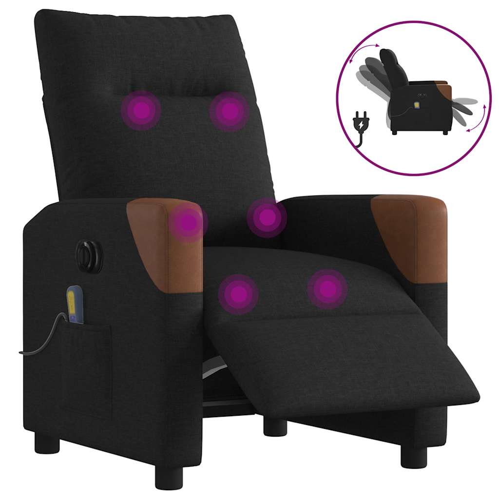 Fauteuil de massage inclinable électrique Noir Tissu - XIOS