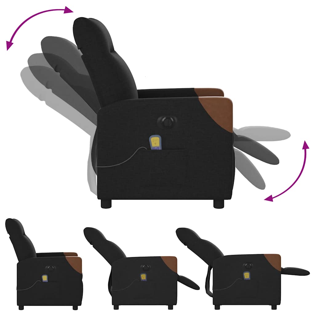 Fauteuil de massage inclinable électrique Noir Tissu - XIOS