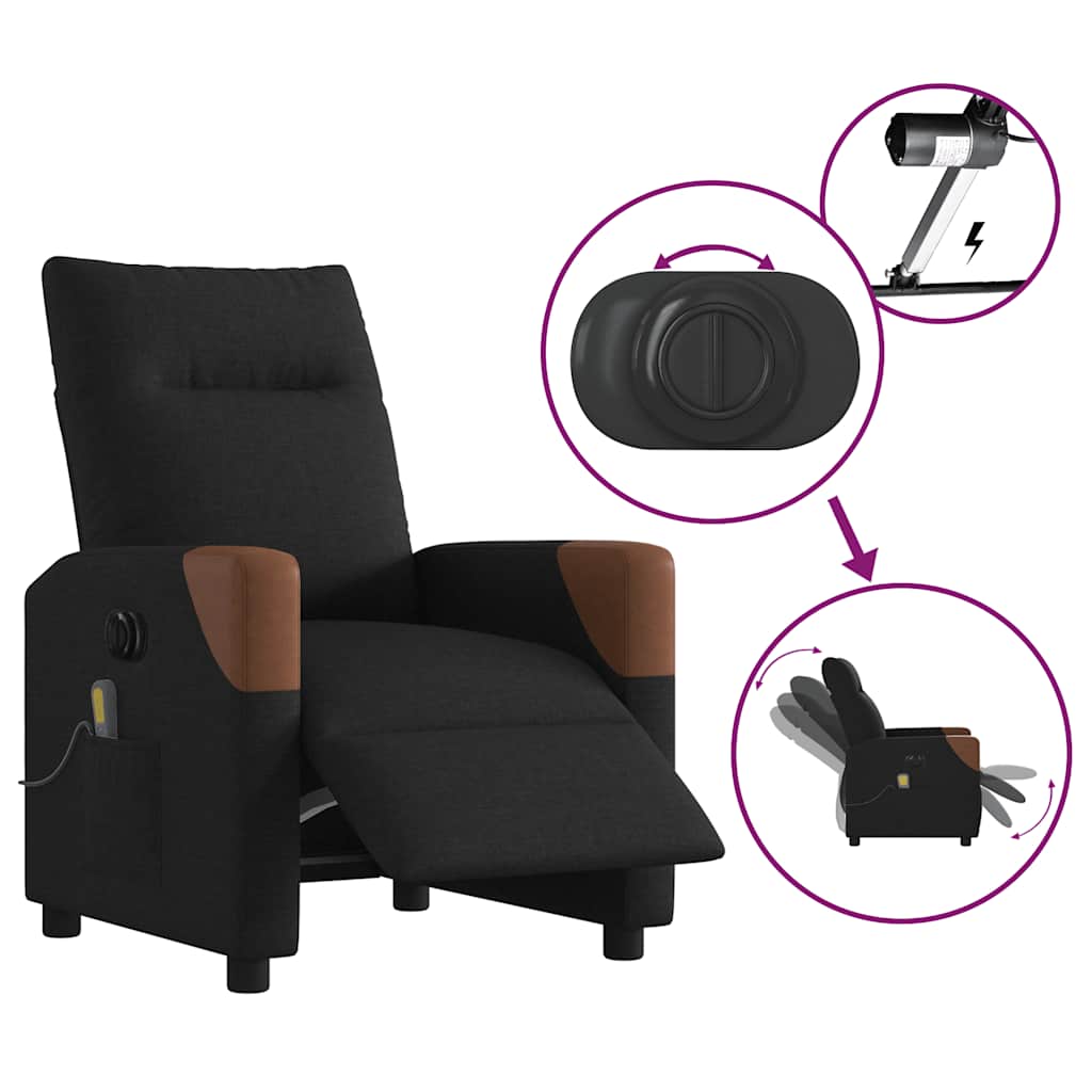 Fauteuil de massage inclinable électrique Noir Tissu - XIOS