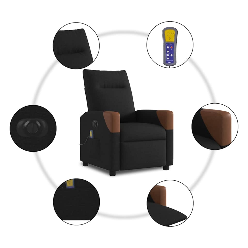 Fauteuil de massage inclinable électrique Noir Tissu - XIOS