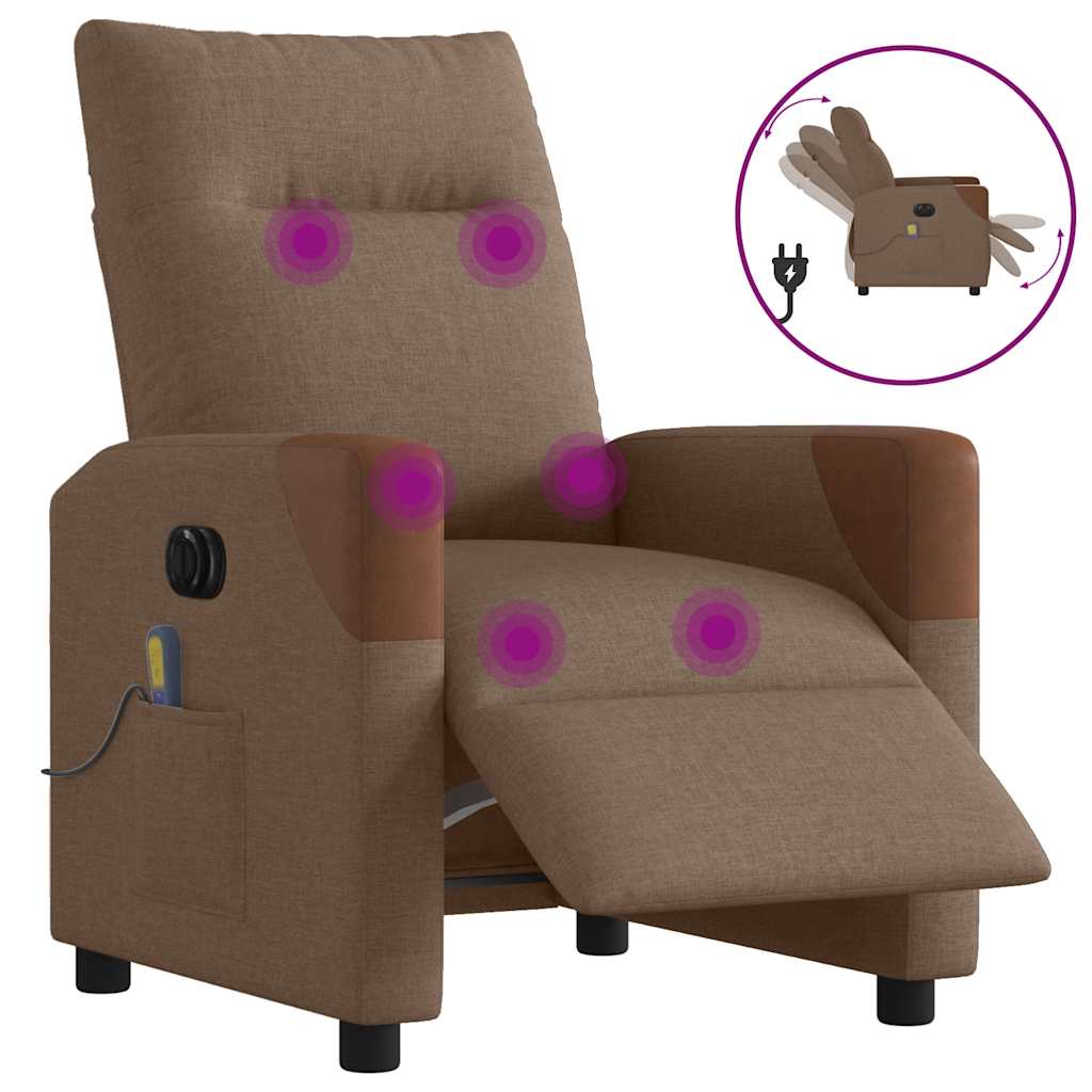 Fauteuil inclinable de massage électrique marron tissu - XIOS
