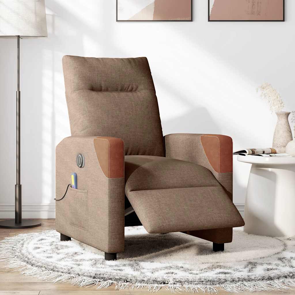 Fauteuil inclinable de massage électrique marron tissu - XIOS
