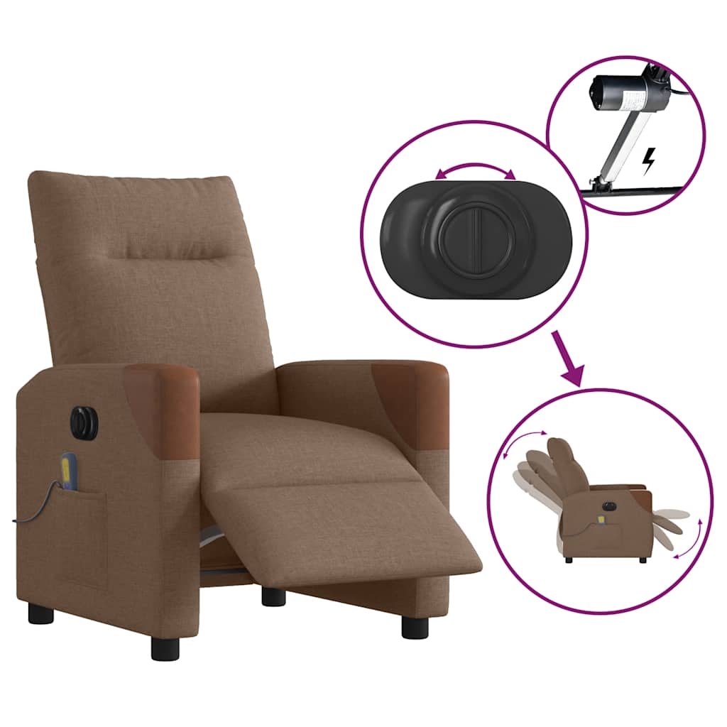 Fauteuil inclinable de massage électrique marron tissu - XIOS