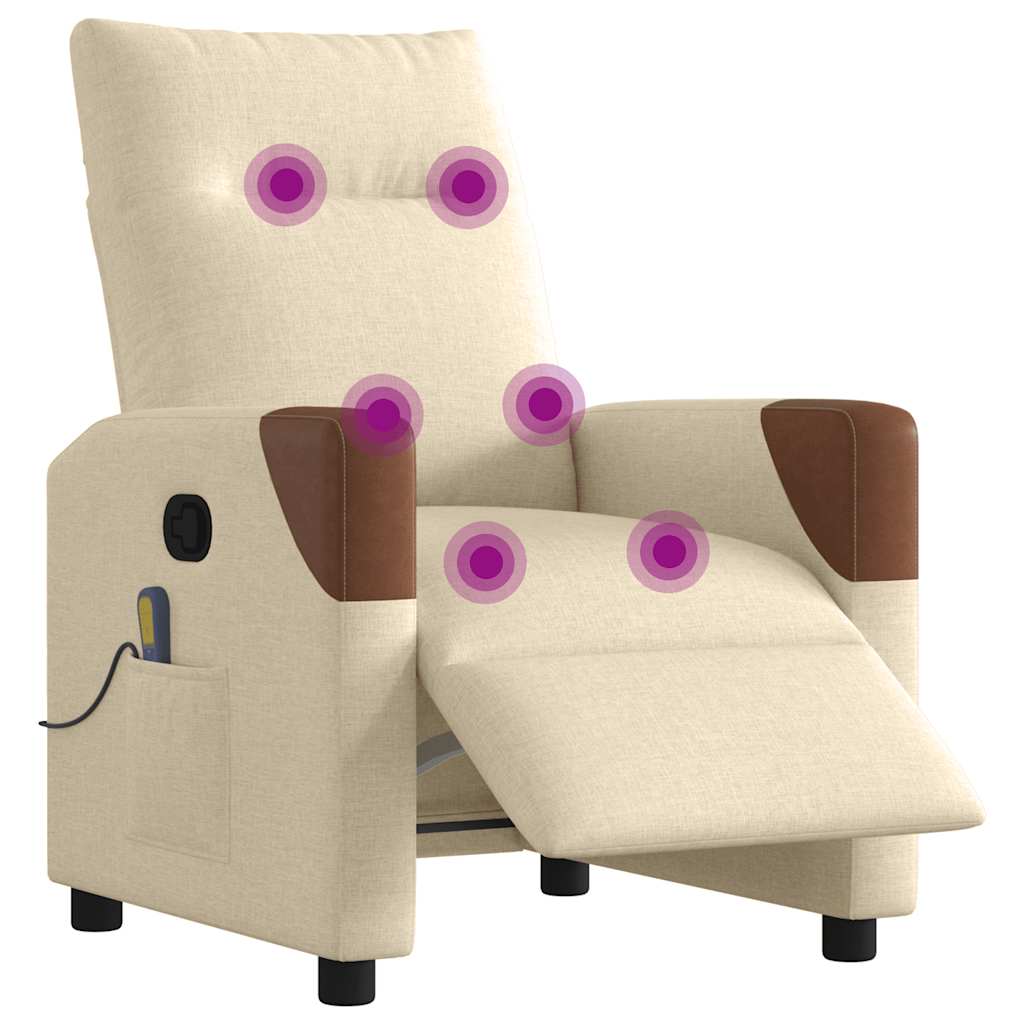 Fauteuil inclinable de massage électrique crème tissu - XIOS