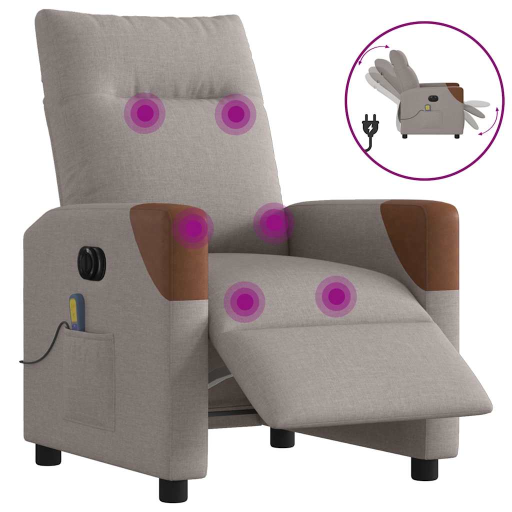 Fauteuil de massage inclinable électrique Taupe Tissu - XIOS