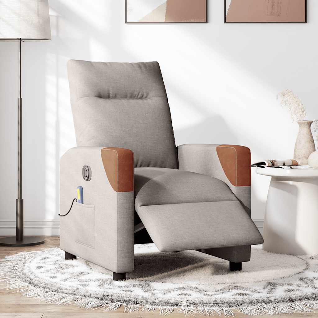 Fauteuil de massage inclinable électrique Taupe Tissu - XIOS