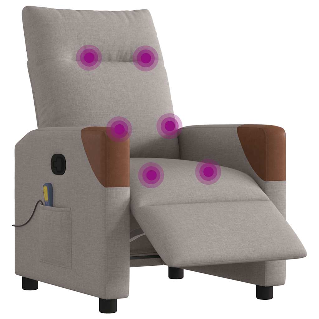 Fauteuil de massage inclinable électrique Taupe Tissu - XIOS