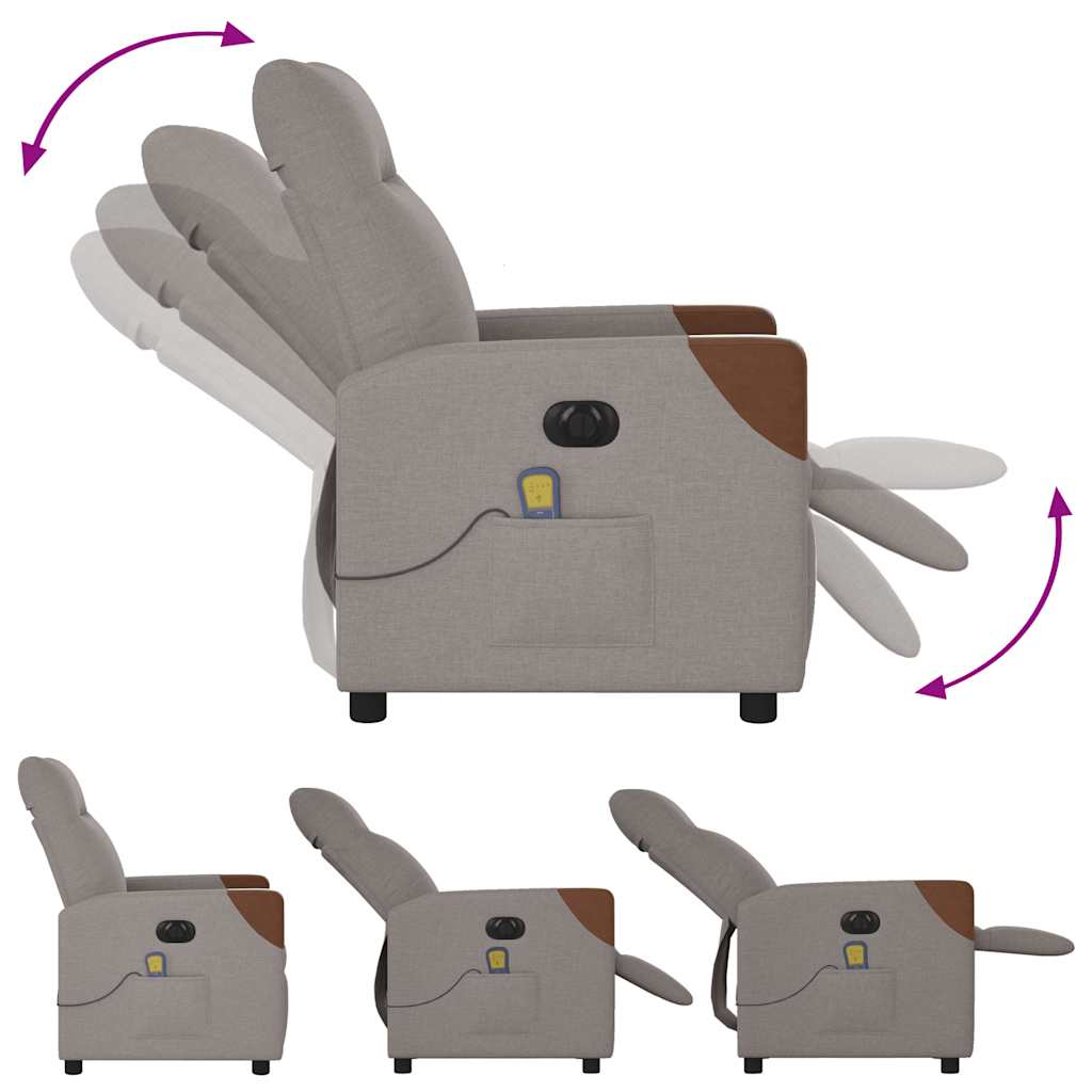 Fauteuil de massage inclinable électrique Taupe Tissu - XIOS