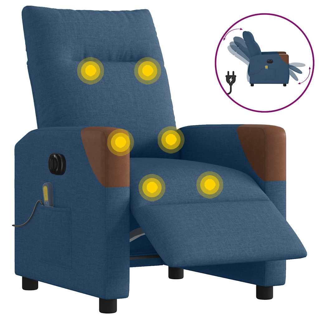 Fauteuil inclinable de massage électrique Bleu Tissu - XIOS
