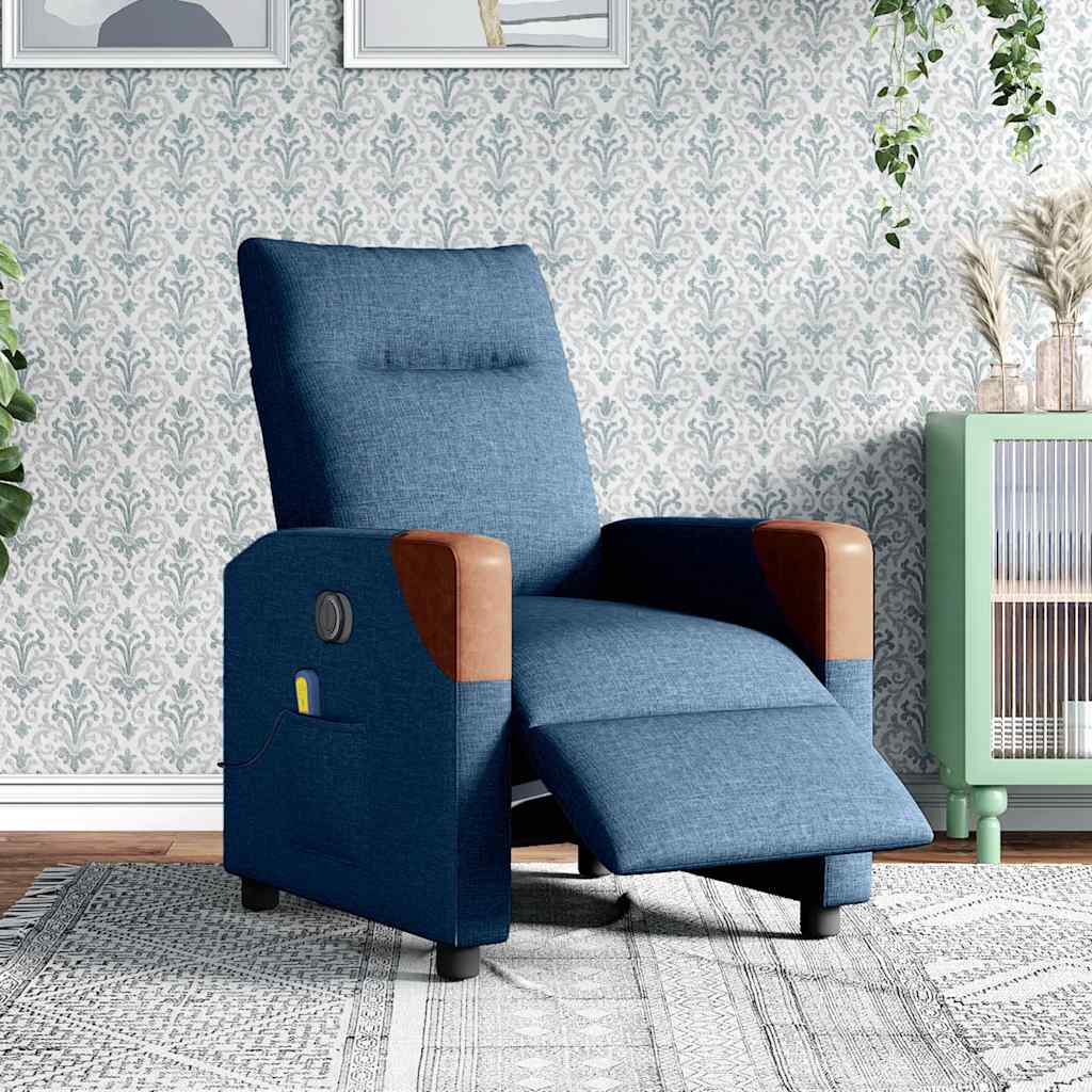 Fauteuil inclinable de massage électrique Bleu Tissu - XIOS