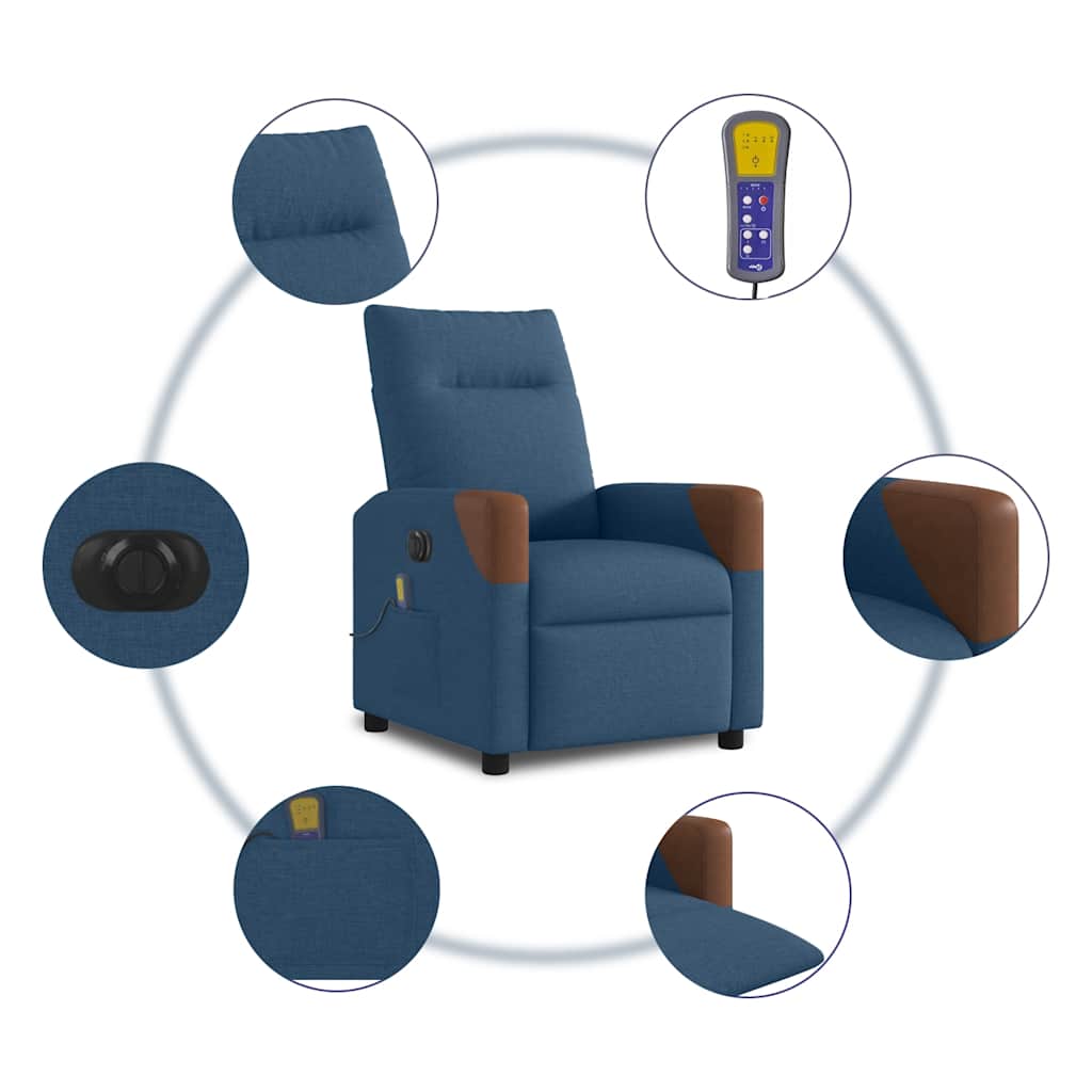 Fauteuil inclinable de massage électrique Bleu Tissu - XIOS