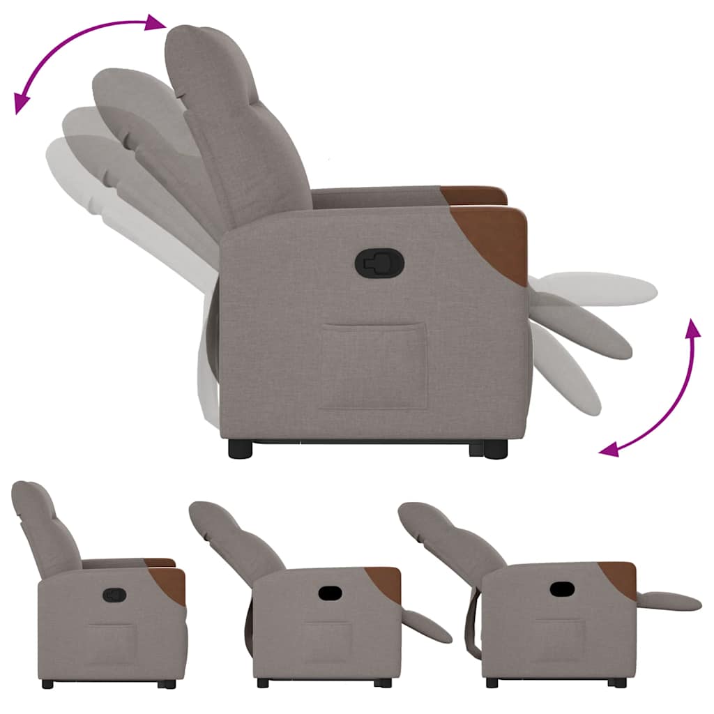 Fauteuil inclinable taupe tissu - XIOS