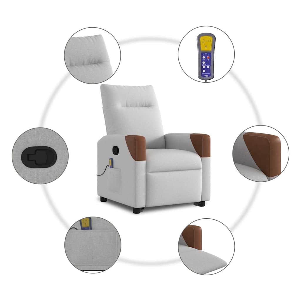 Fauteuil de massage inclinable gris nuage tissu - XIOS