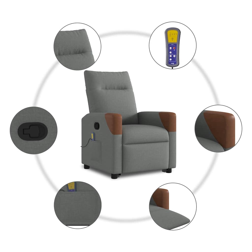 Fauteuil de massage inclinable Gris foncé Tissu - XIOS