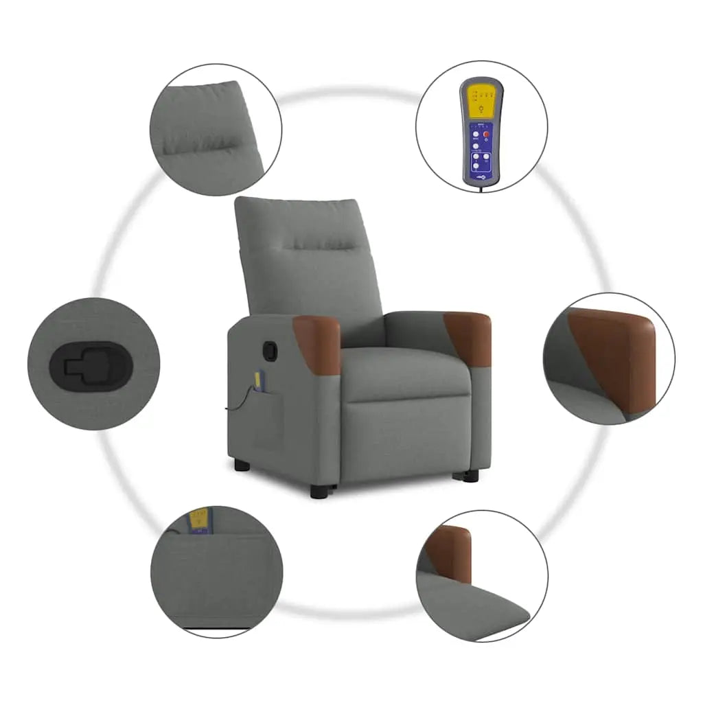 Fauteuil de massage inclinable Gris foncé Tissu - XIOS