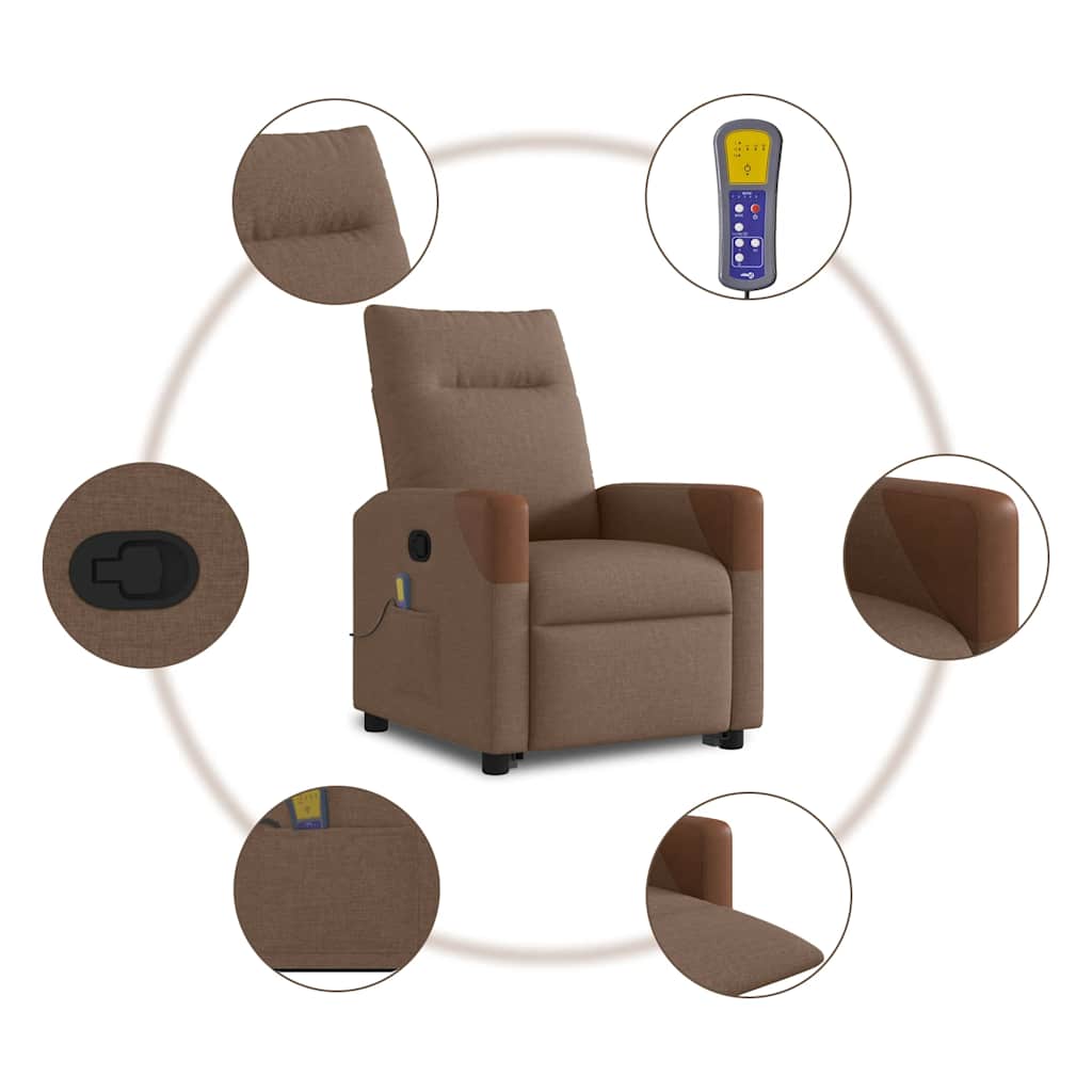 Fauteuil de massage inclinable Marron Tissu - XIOS