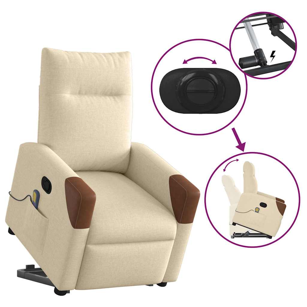 Fauteuil inclinable de massage Crème Tissu - XIOS